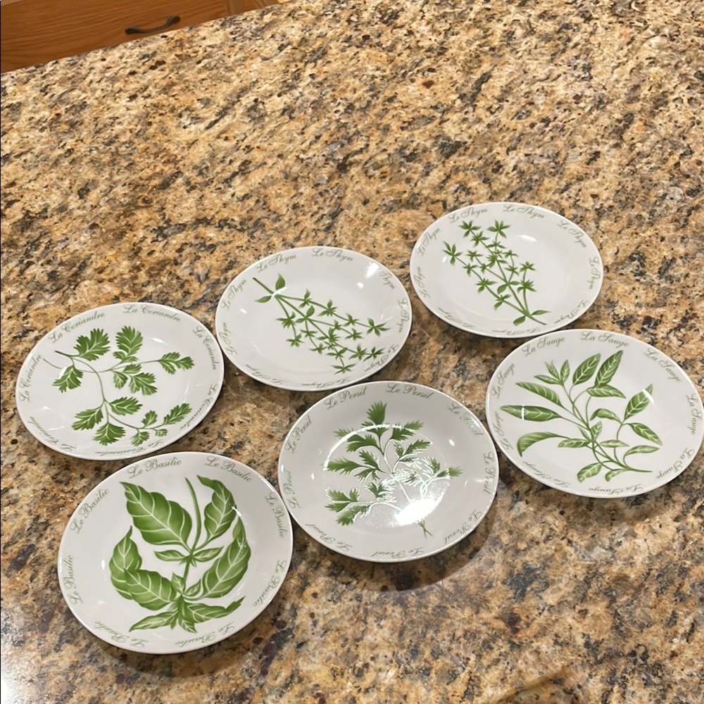 Set of six Philippe Deshoulieres dessert plates